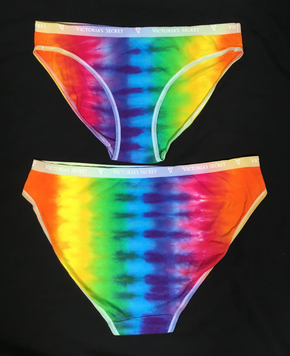 Women's Rainbow Victoria's Secret Tie-Dyed Panties, XL – Art by Melrose