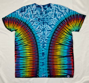 Adult Blue/Rainbow/Black Tie-Dyed Tee, 2XL