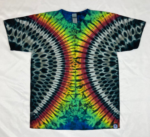 Adult Gray/Rainbow/Black Tie-Dyed Tee, M