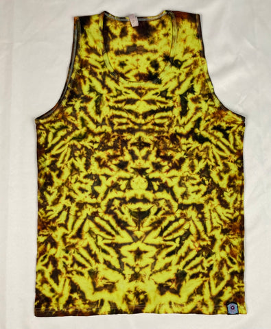 Adult Yellow/Fire Tie-dyed Tank, M