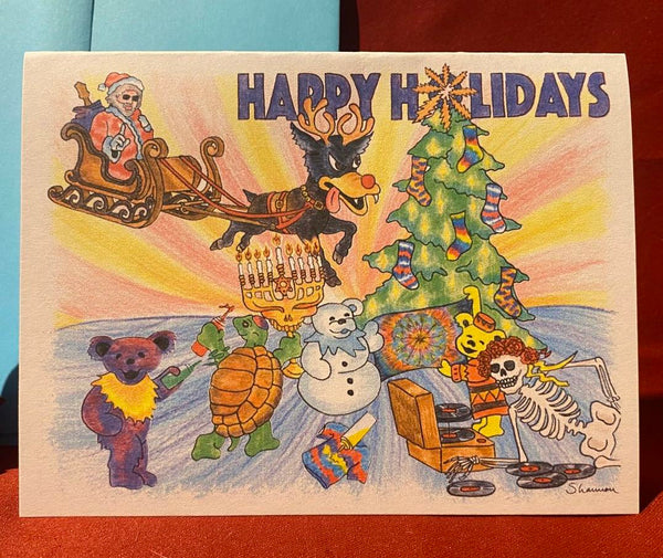 Tie-dye Inspired Hand-drawn Holiday Card