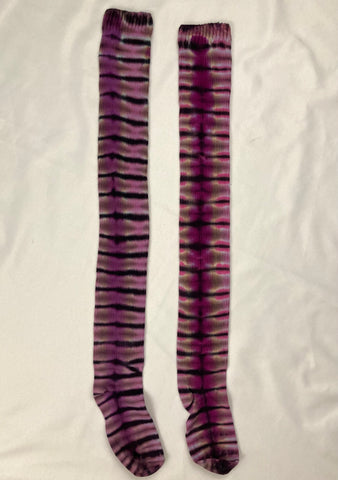 Adult Dusty Rose Tie-dyed Thigh High Socks