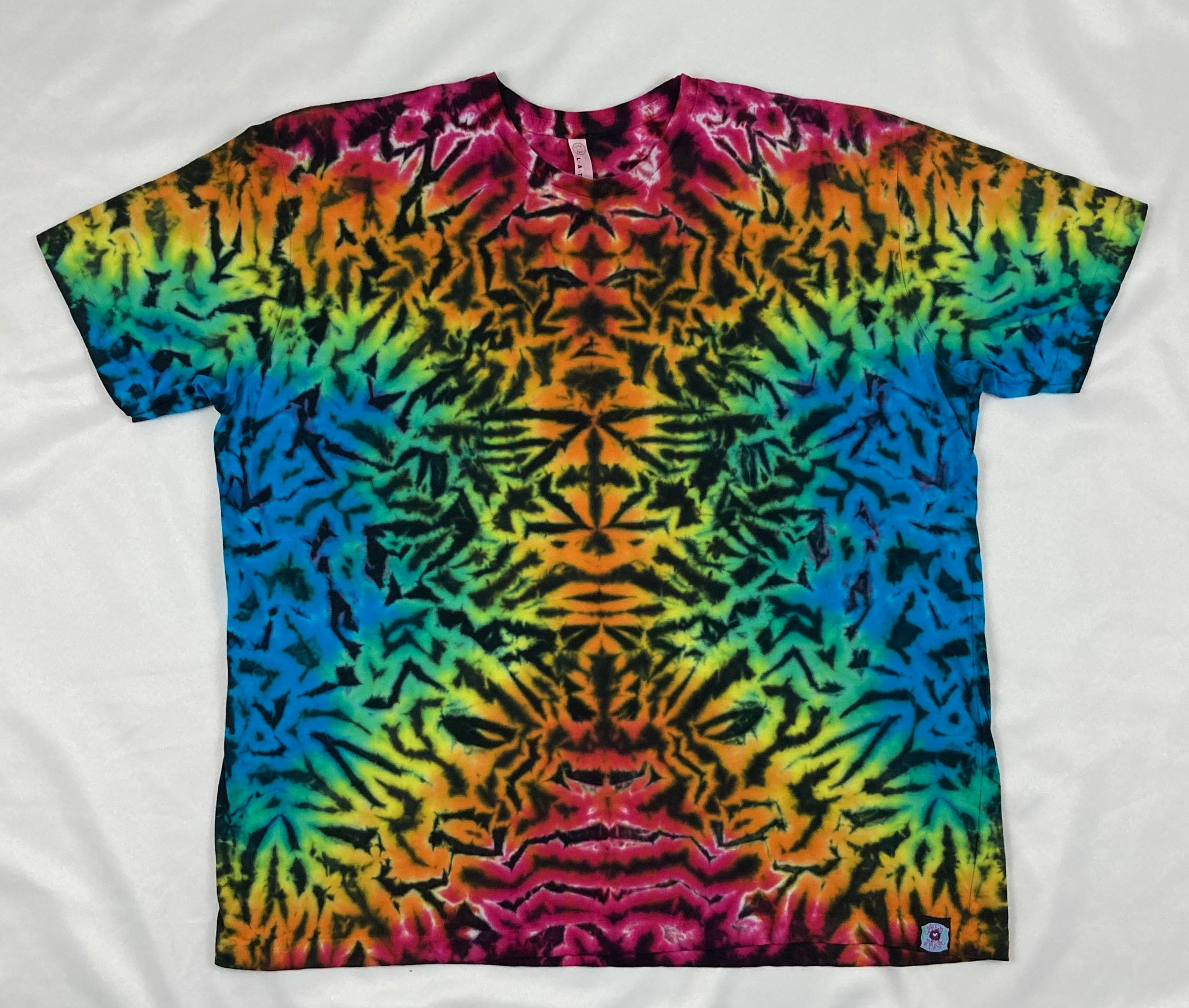 Adult Black/Rainbow Crush Tie-Dyed Tee, 2XL