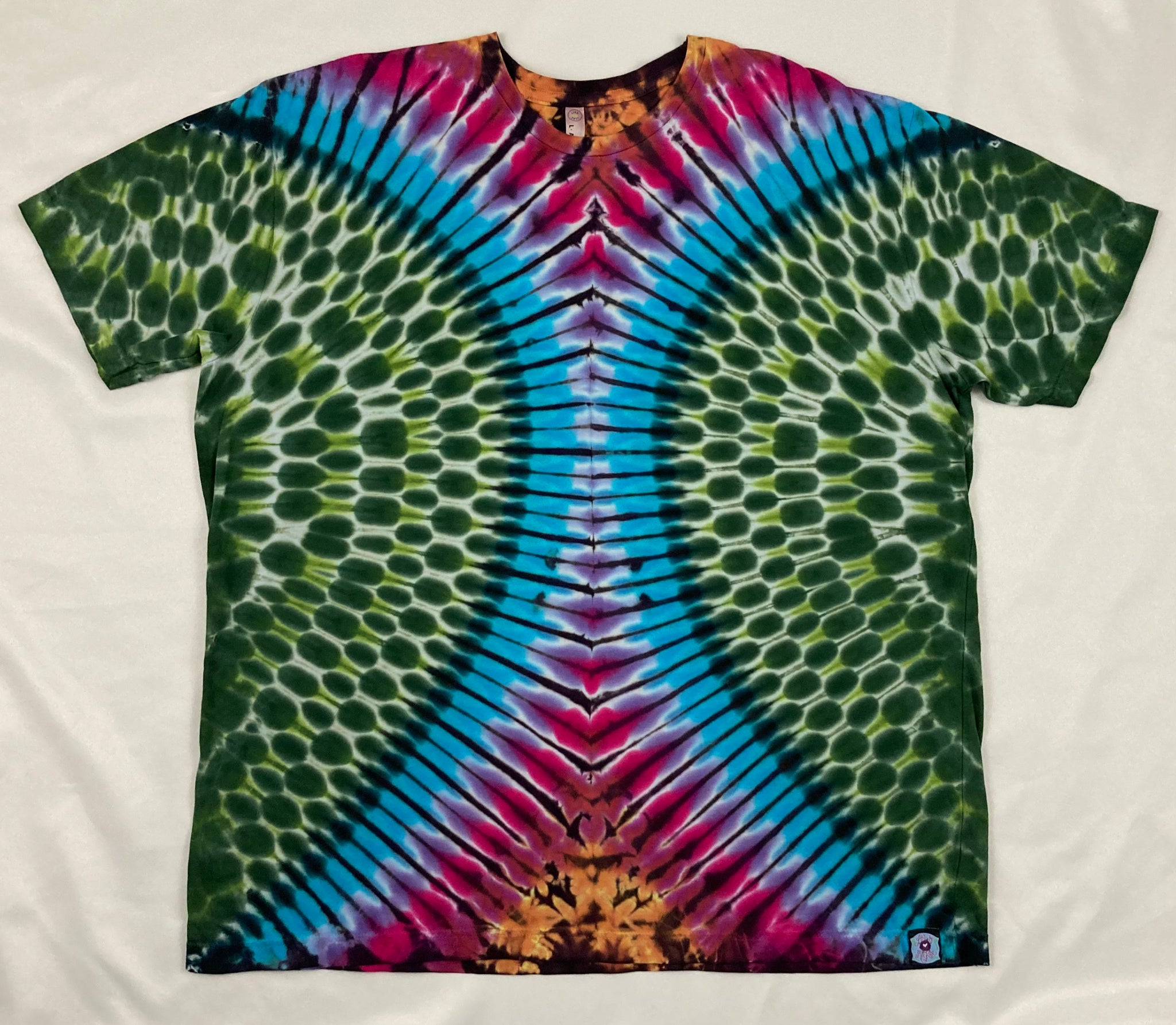 Adult Green/Multi Color Tie-Dyed Tee, 2XL