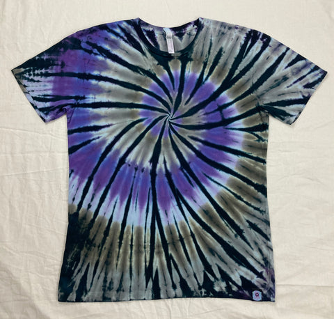 Adult Purple/Gray Spiral Tie-Dyed Tee, L