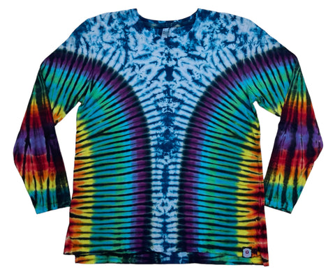 Adult Blue/Rbw/Black Tie-Dyed Long-sleeve Tee, L