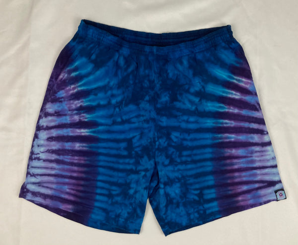 Men’s/Unisex Blue Purple Tie-Dyed Shorts, XL (36)