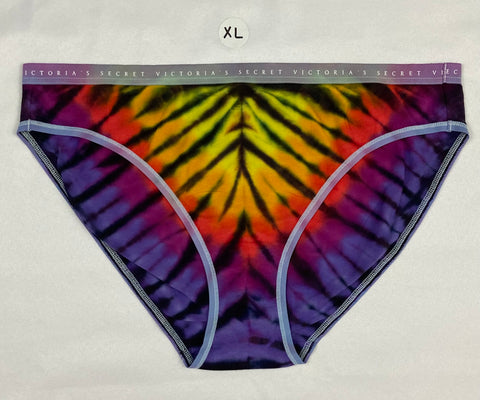 Women's Rainbow/Black Victoria's Secret Tie-Dyed Panties, XL