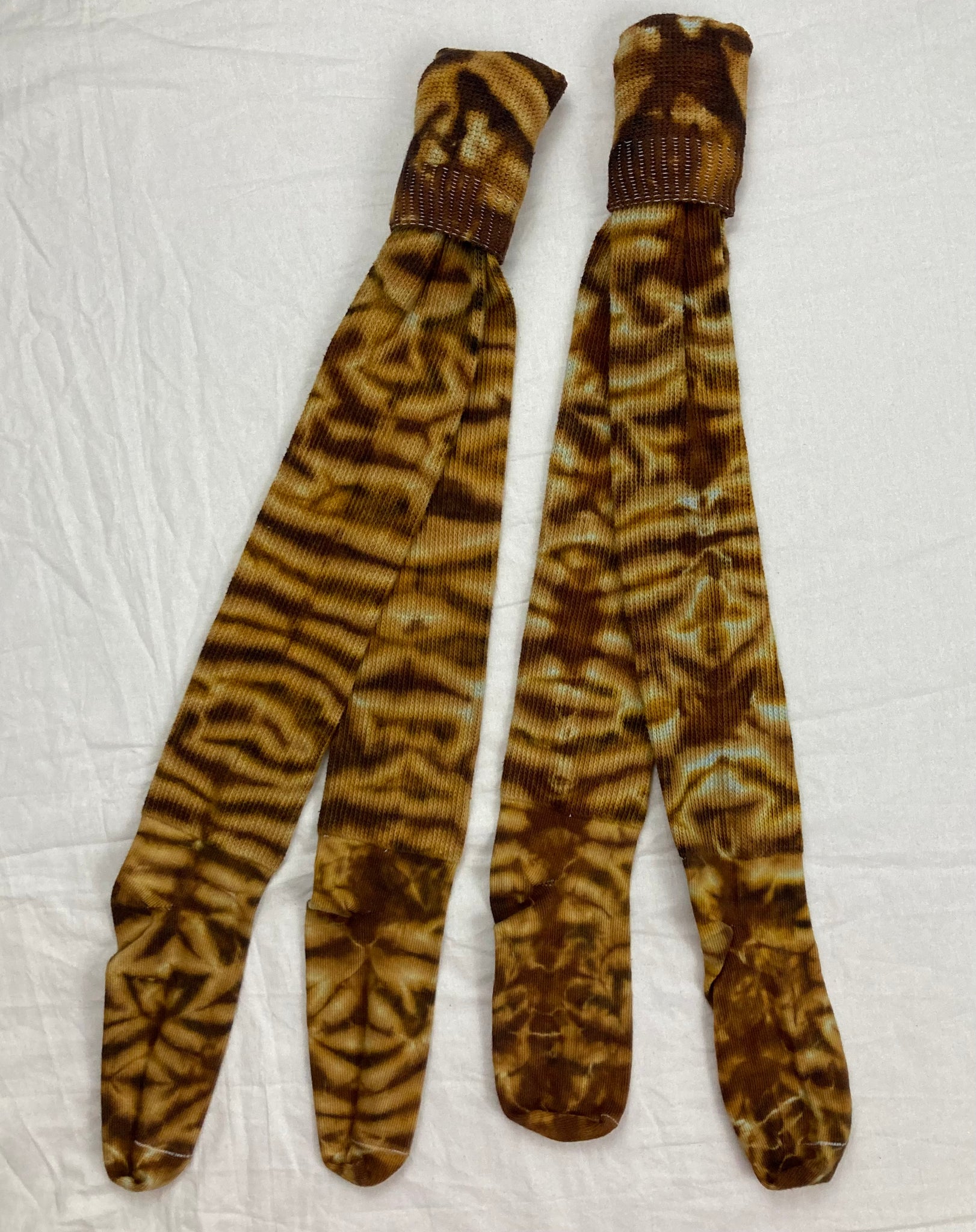 Adult Earthy Brown Tie-dyed Thigh High Socks, 9-11