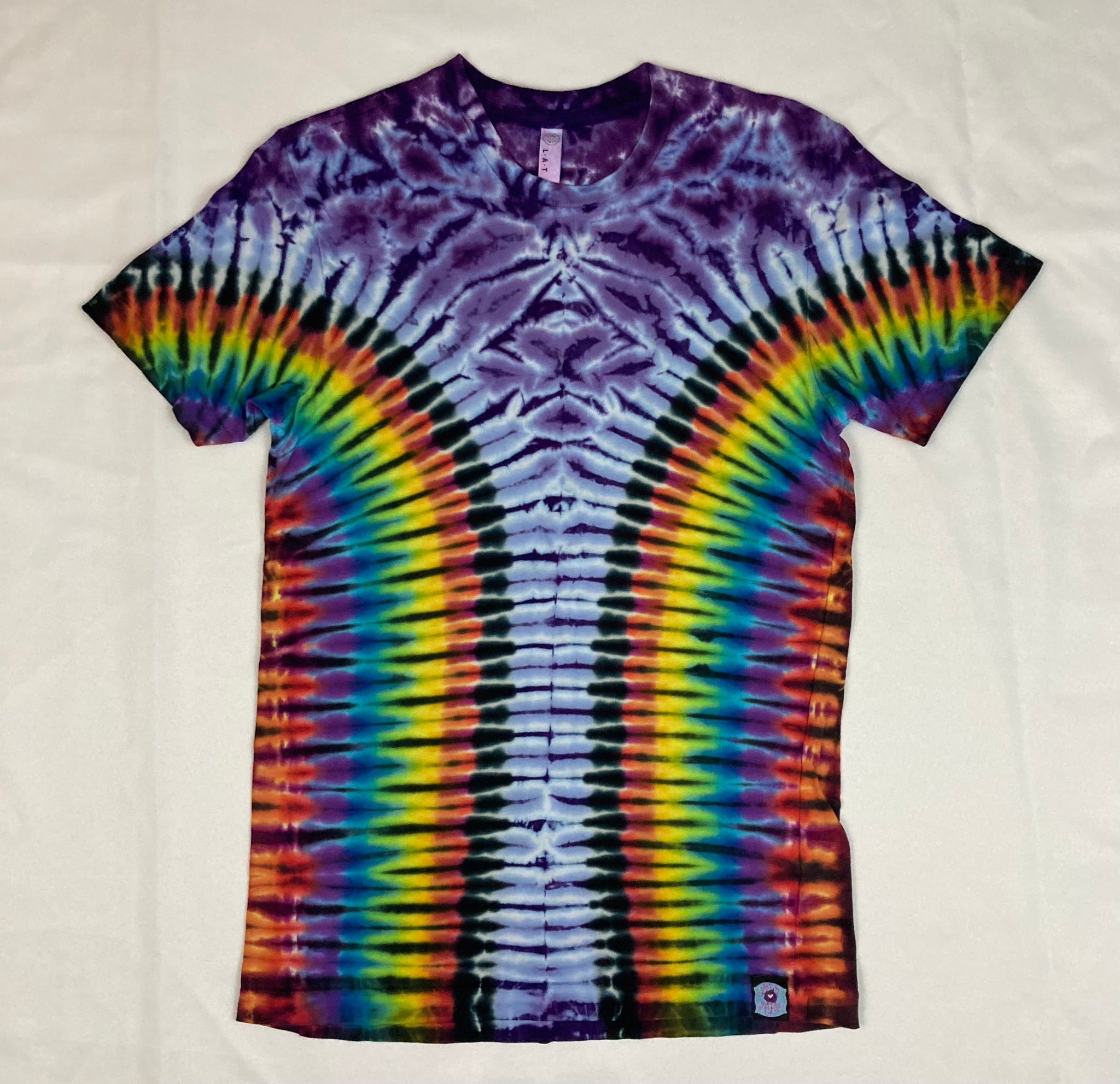 Adult Purple/Rainbow/Black Tie-Dyed Tee, S