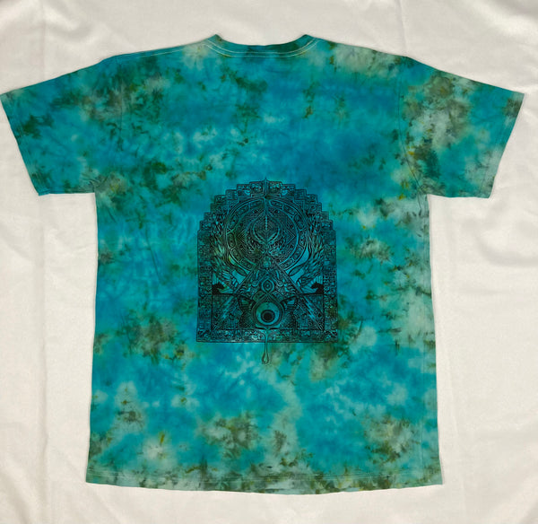 Adult Owl/Dead Printed Green Ice-Dyed Tee, L