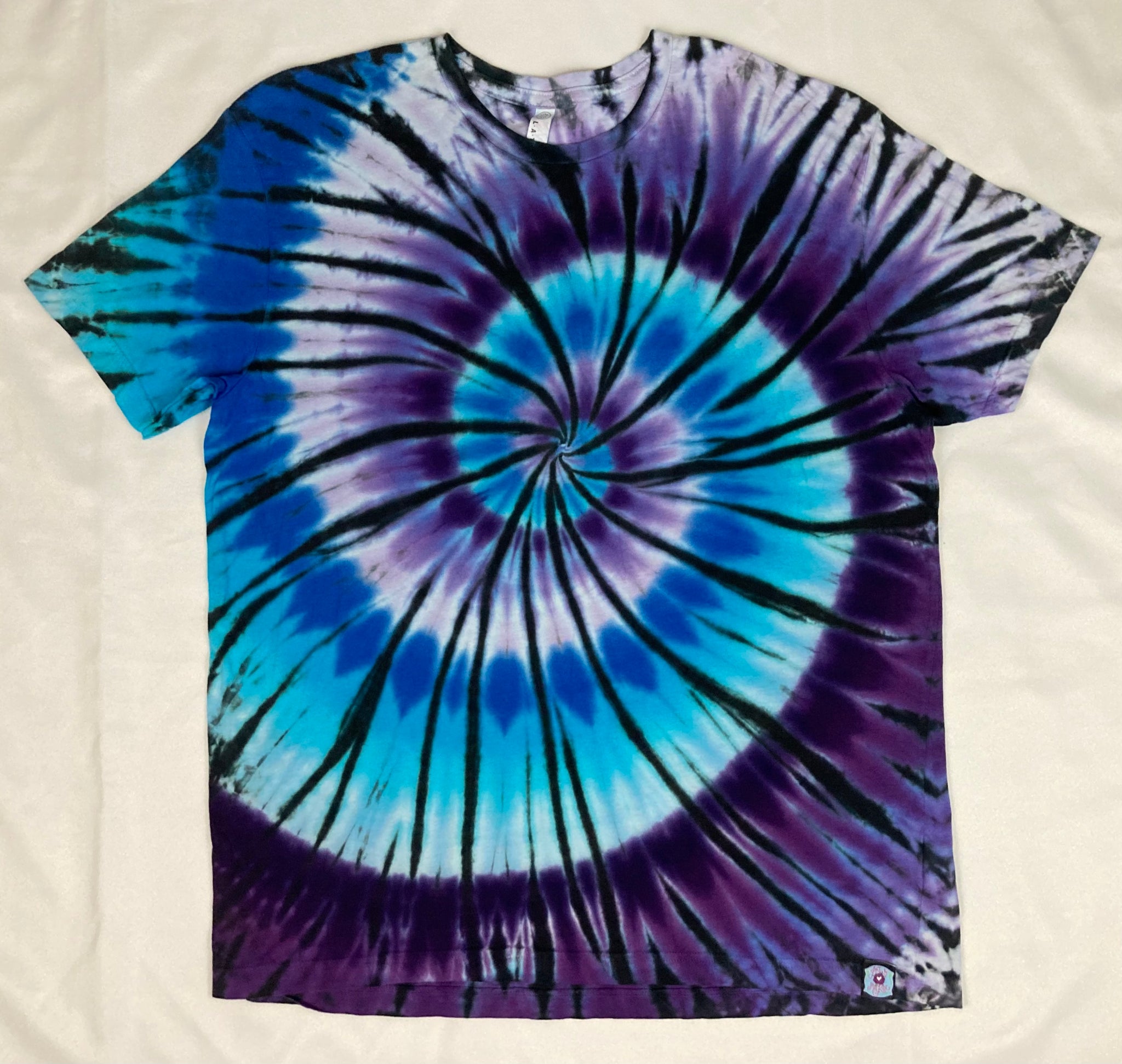 Adult Purple/Blue Spiral Tie-Dyed Tee, XL