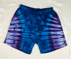 Men’s/Unisex Blue Purple Tie-Dyed Shorts, M (32)