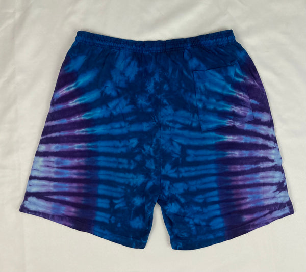 Men’s/Unisex Blue Purple Tie-Dyed Shorts, XL (36)