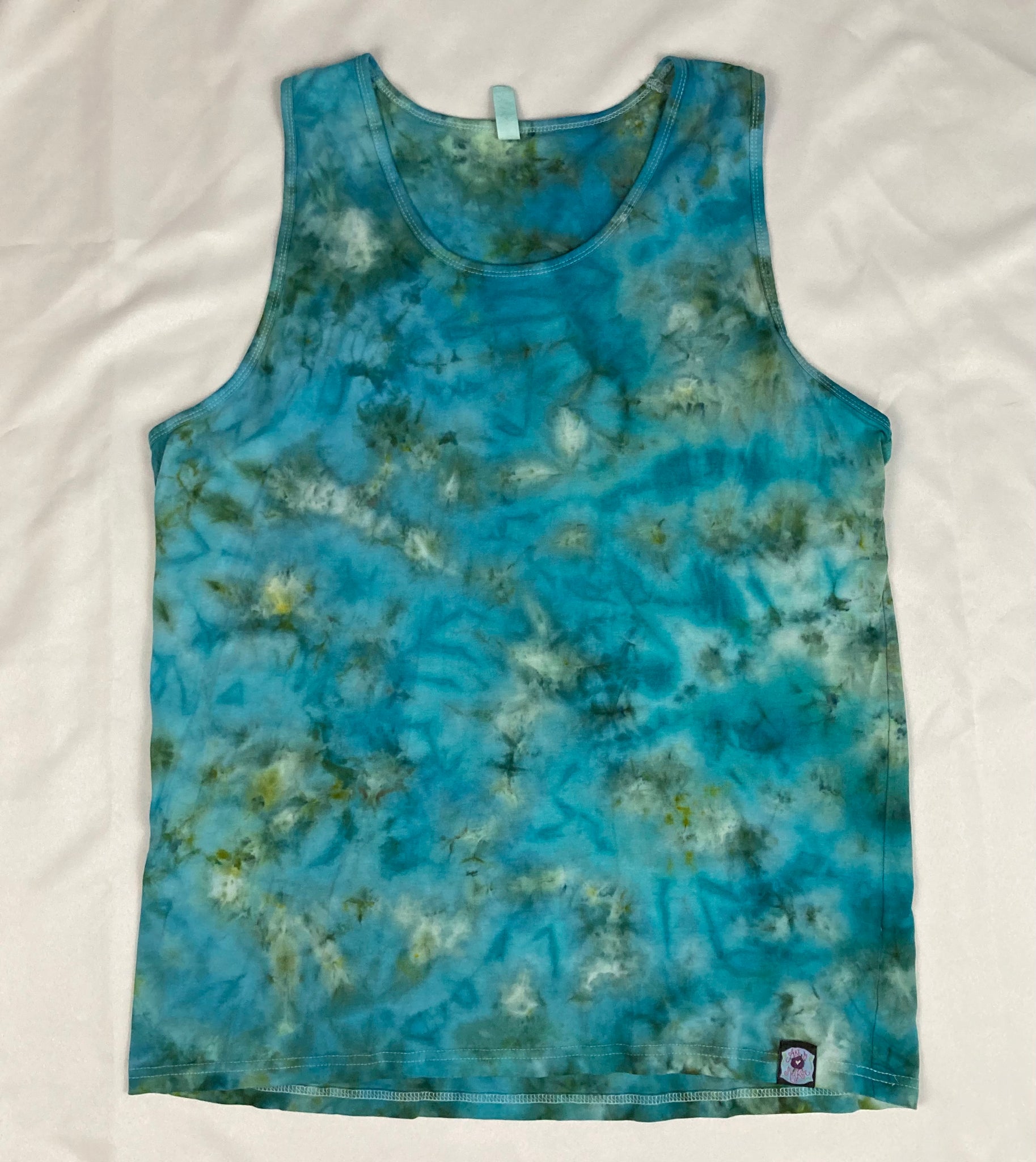 Adult Aqua/Green Ice-dyed Tank, L