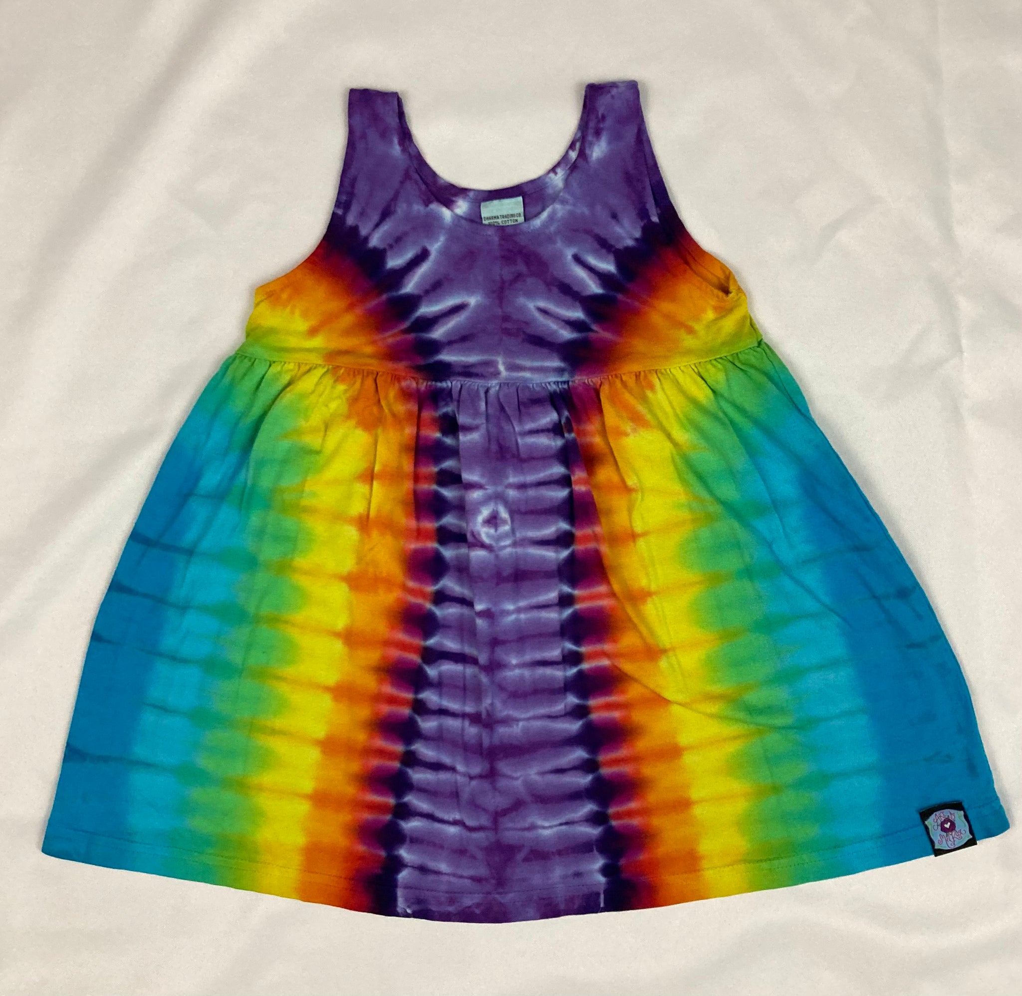 Toddler Purple/Rainbow Tie-Dyed Short Dress, 4T