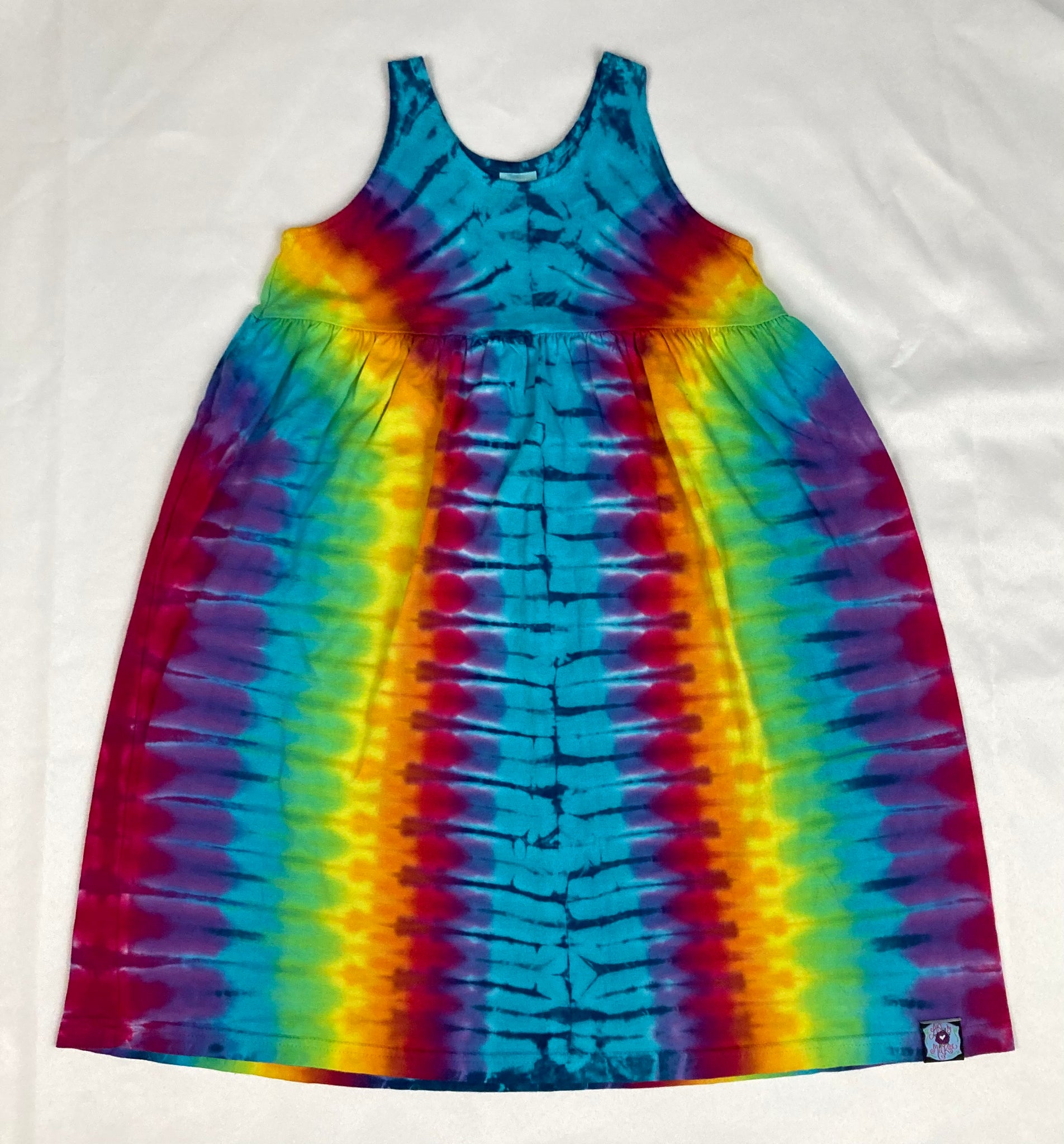 Youth Aqua/Rainbow Tie-Dyed Dress, 6