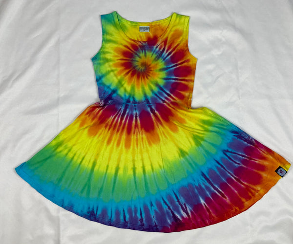 Youth Rainbow Spiral Tie-Dyed Twirly Dress, 8 (READ DESCRIPTION)