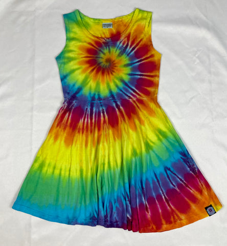 Youth Rainbow Spiral Tie-Dyed Twirly Dress, 8 (READ DESCRIPTION)