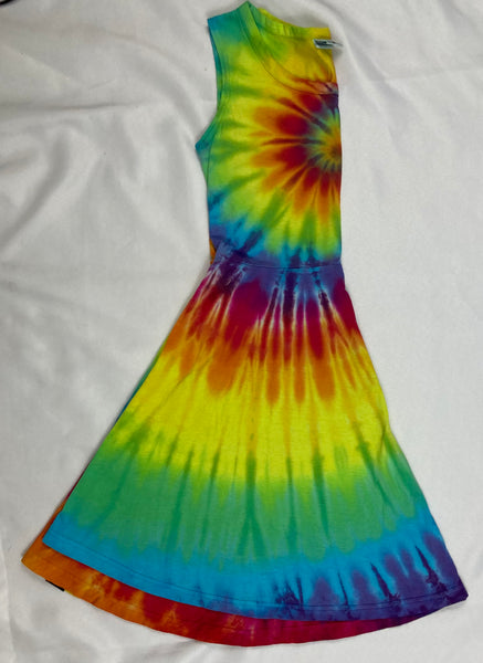 Youth Rainbow Spiral Tie-Dyed Twirly Dress, 8 (READ DESCRIPTION)