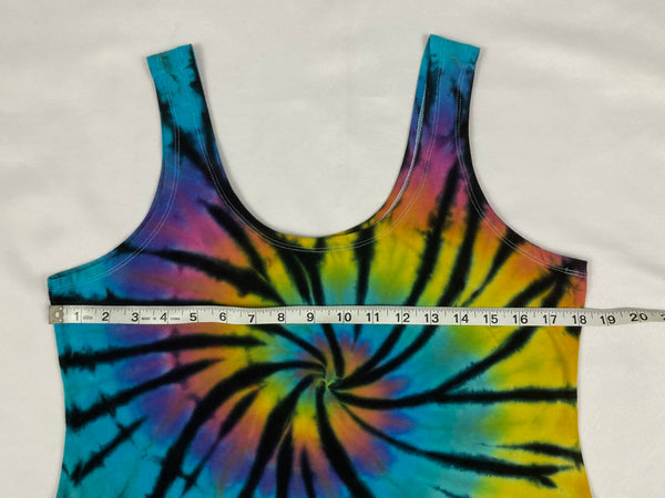 Women’s Neon Rainbow Spiral Tie-Dyed A-line Dress, XL