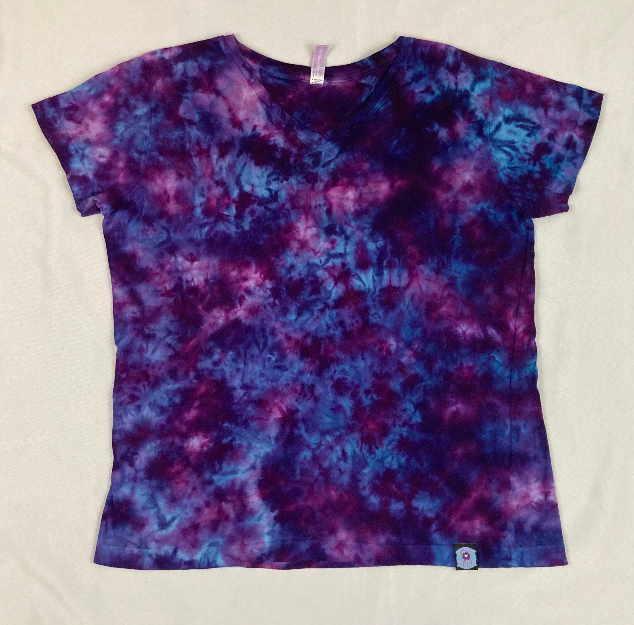 Ladies Purple Crush Ice-dyed V-Neck Tee, M & XL