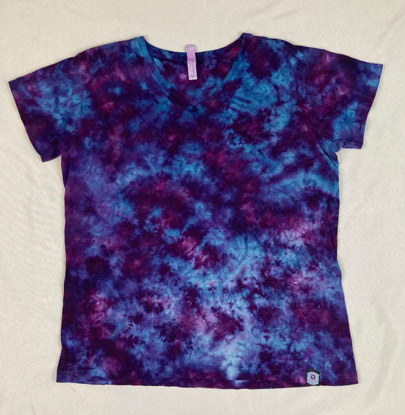 Ladies Purple Crush Ice-dyed V-Neck Tee, M & XL