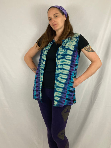 Adult Seafoam/Purple Tie-Dye Vest, S-M