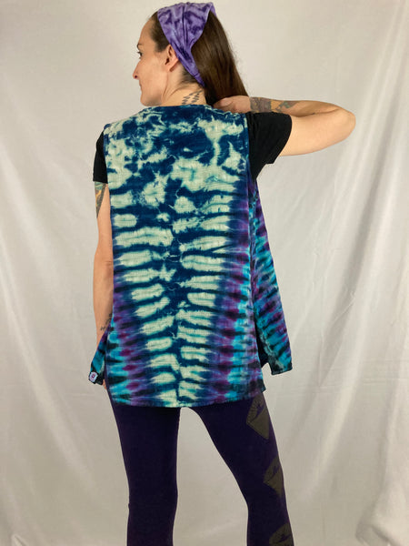 Adult Seafoam/Purple Tie-Dye Vest, S-M