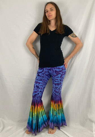 Women's Purple/Rainbow Tie-Dyed Big Bells, S-M