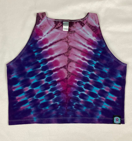 Ladies Pink/Blue Tie-Dyed Crop Tank, 2X (runs small)