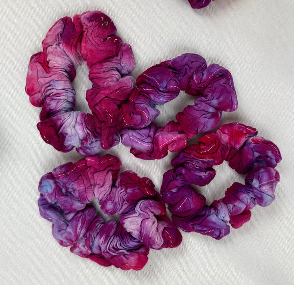 Multi-Colored Rayon Tie-dyed Hair Scrunchies