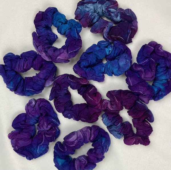 Multi-Colored Rayon Tie-dyed Hair Scrunchies