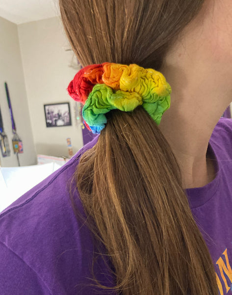 Multi-Colored Rayon Tie-dyed Hair Scrunchies