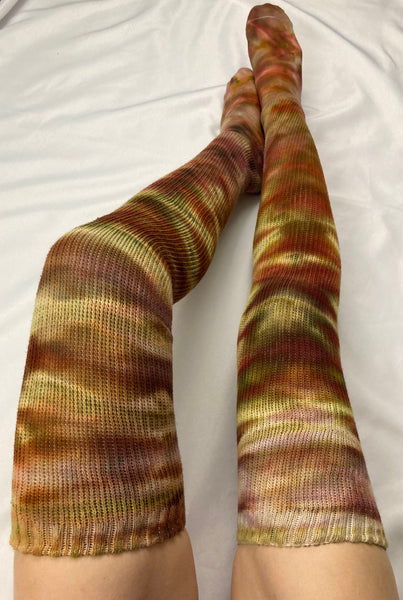 Adult Gold Ice-dyed Thigh High Socks