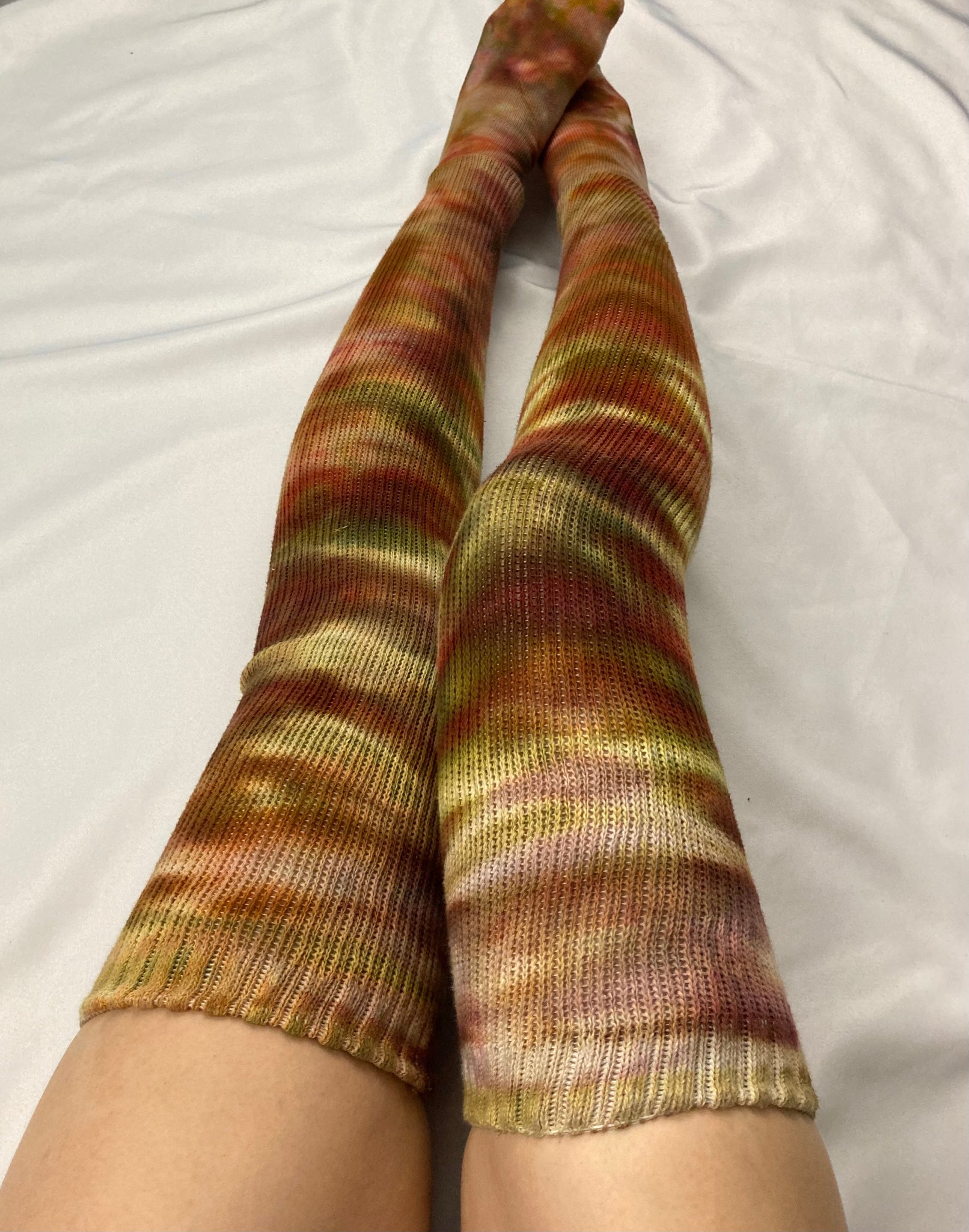 Adult Gold Ice-dyed Thigh High Socks