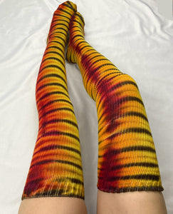 Adult Sunrise Tie-dyed Thigh High Socks