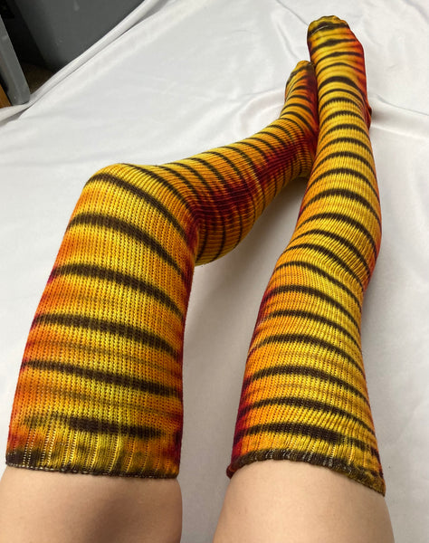 Adult Sunrise Tie-dyed Thigh High Socks