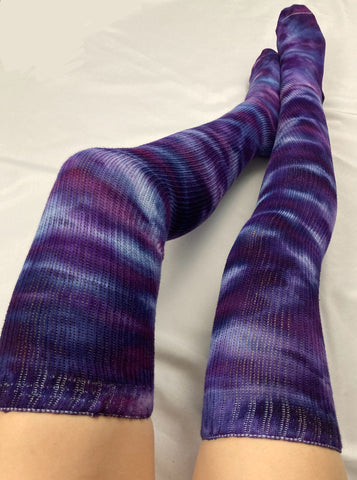 Adult Deep Purple Ice-dyed Thigh High Socks