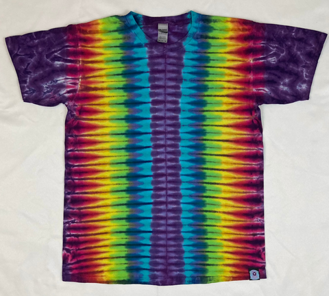 Adult Rainbow Striped Tie-Dyed Tee, M