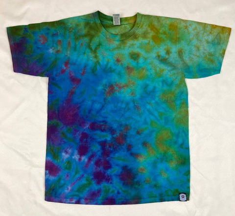 Adult Green/Blue/Purple Ice-Dyed Tee, M