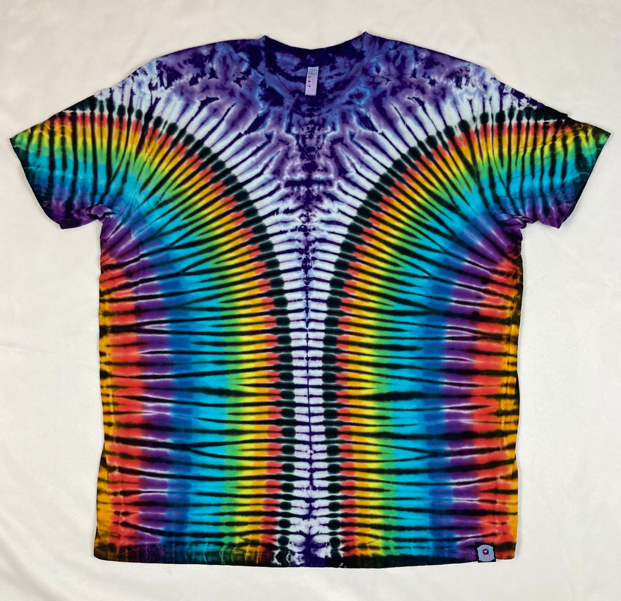 Adult Purple Rainbow/Black Tie-Dyed Tee, 2XL