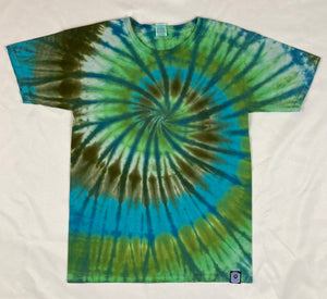 Kids Green Spiral Tie-Dyed Tee, Youth L