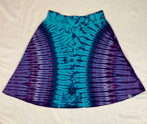 Women's Blue/Purple Tie-Dyed Skirt, XL