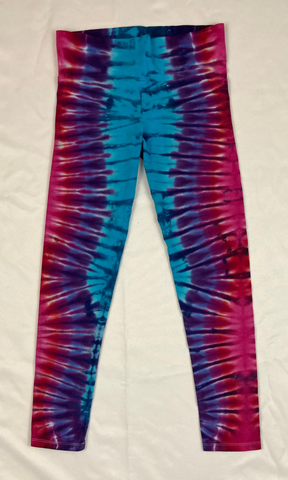 Ladies Blue/Pink/Purple Tie-Dyed Leggings, M