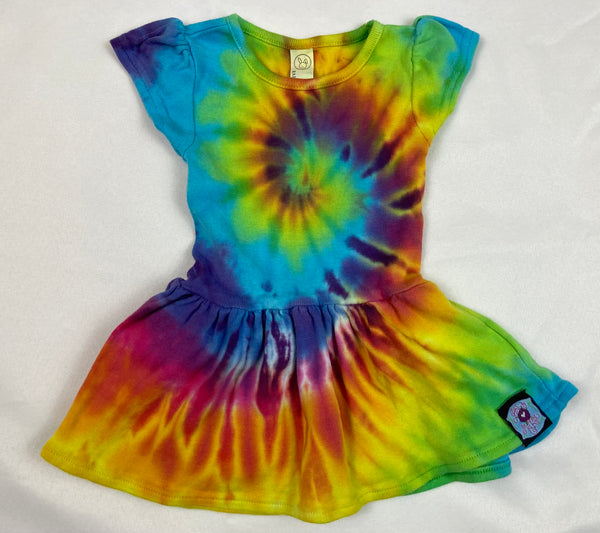 Baby Rainbow Spiral Tie-Dyed Dress, 6M & 12M