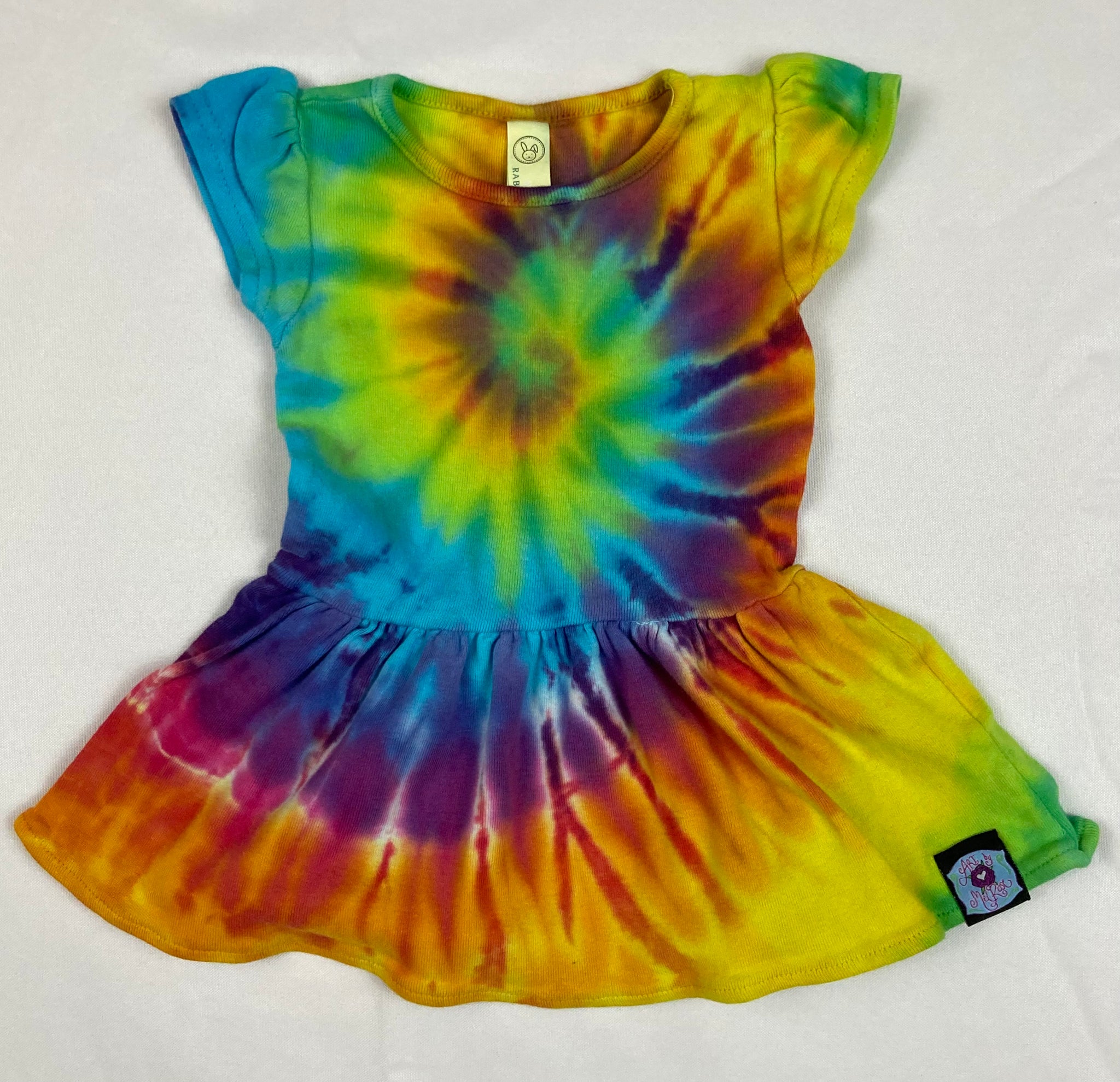 Baby Rainbow Spiral Tie-Dyed Dress, 6M & 12M