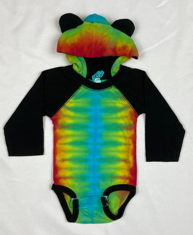 Baby Bear Rainbow Tie-Dyed Hooded L/S Bodysuit, Newborn