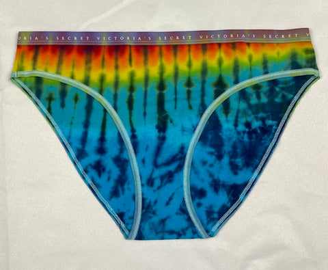 Women's Electric Blue Victoria's Secret Tie-Dyed Panties, L