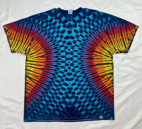 Adult Blue/Rainbow Tie-Dyed Tee, 2XL TALL